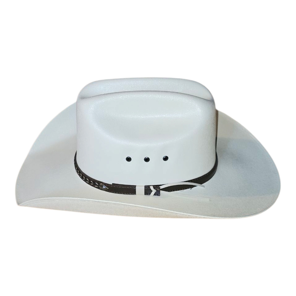 White Cowboy Hat with Black Band - Picture 3 of 5